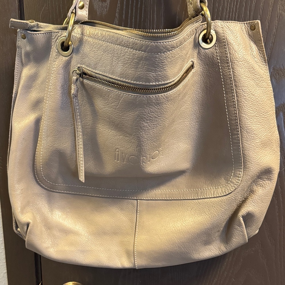 Avorio Italy Beige Leather Shoulder Bag - Picture 2 of 6